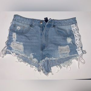 Forever 21 Cutout Tie Festival Shorts